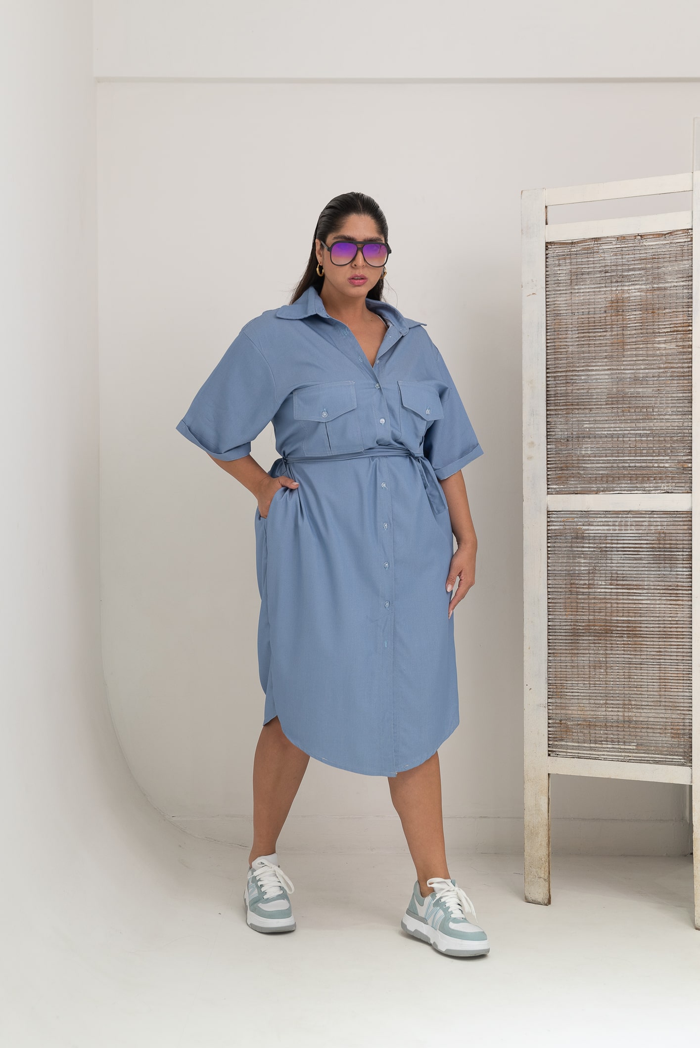 VESTIDO CAMISERO SIMIL JEAN - Imagen 5