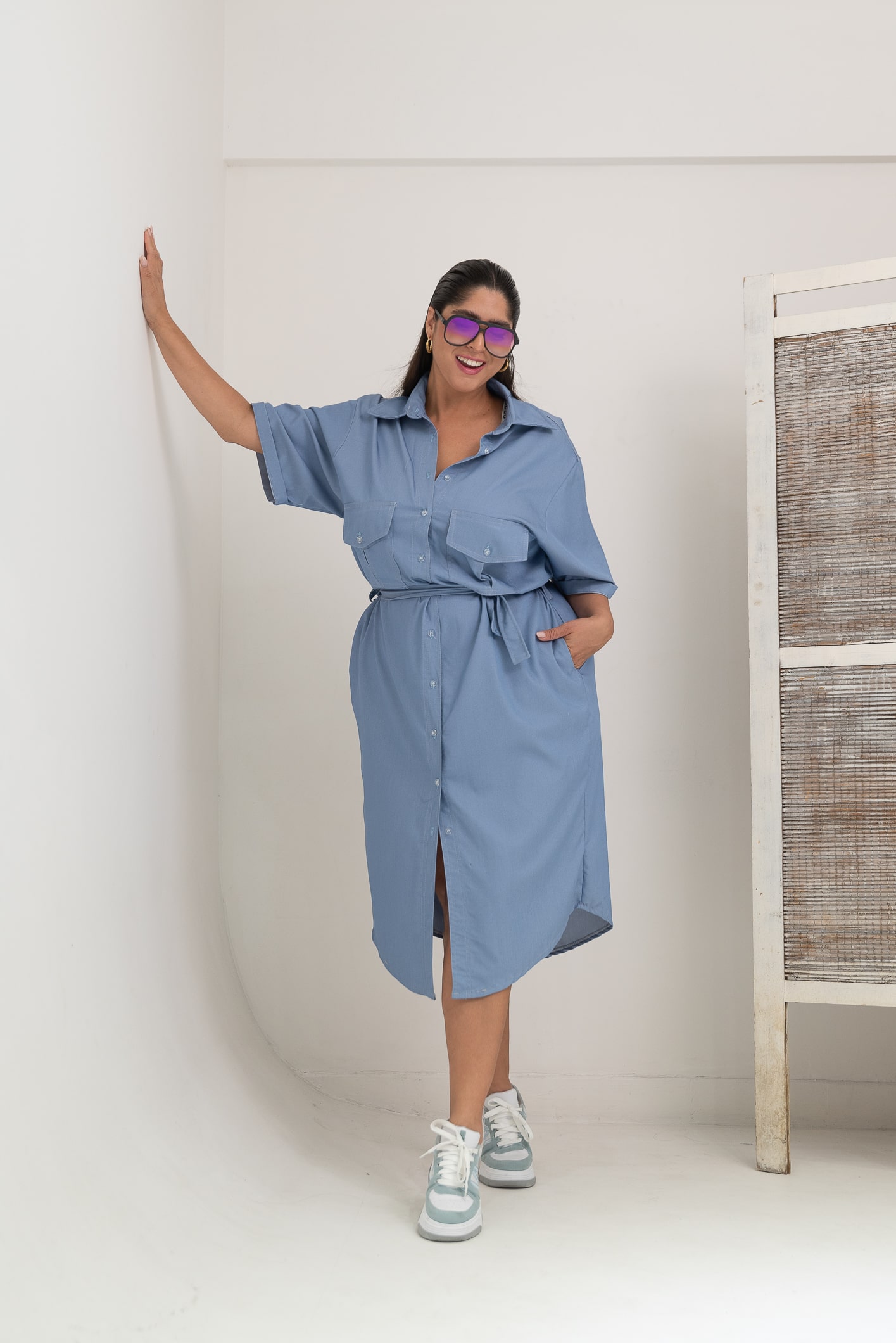 VESTIDO CAMISERO SIMIL JEAN - Imagen 4