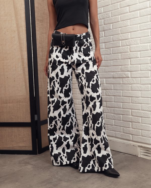 WID LEG PRINT GABARDINA