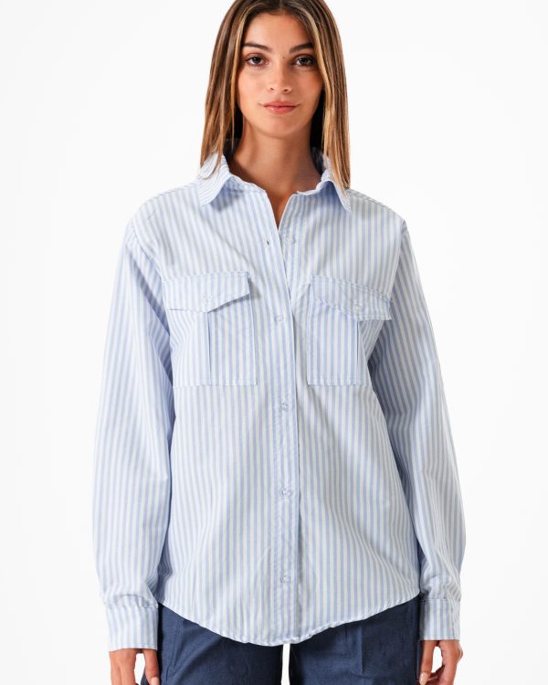 CAMISA BOLSILLO PINZADO POPLIN RAYADO