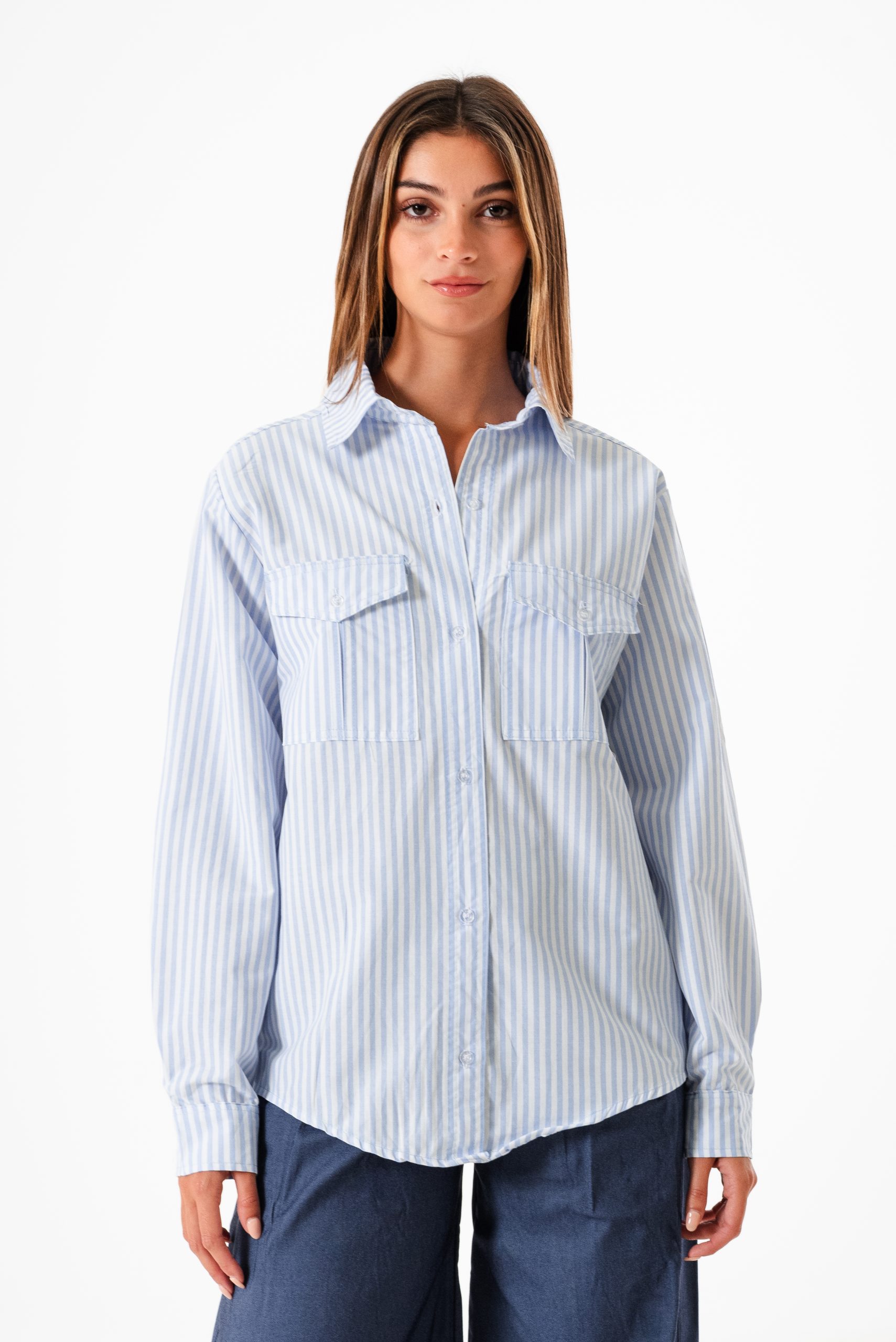 CAMISA BOLSILLO PINZADO POPLIN RAYADO