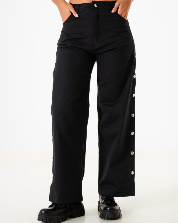 WID LEG BOTONES LATERALES GABARDINA