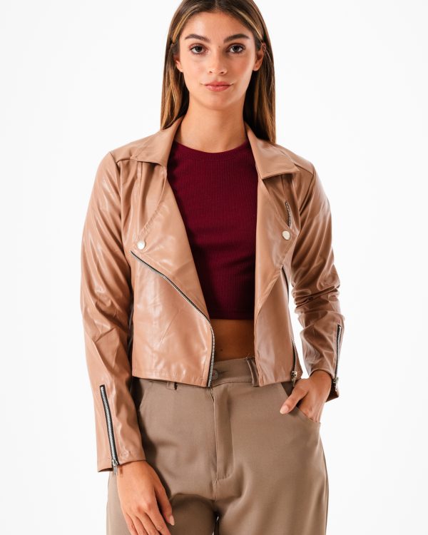 CAMPERA CIERRE CRUZADO ECOCUERO