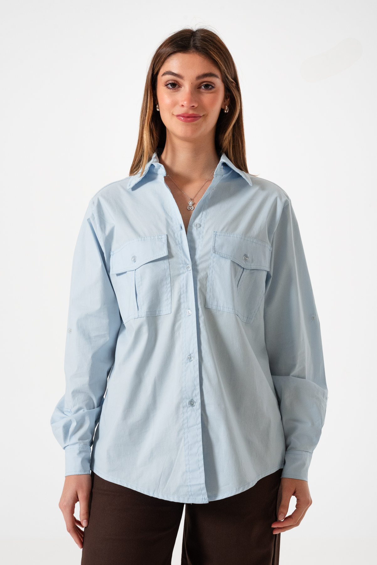 CAMISA BOLSILLO PINZADO POPLIN