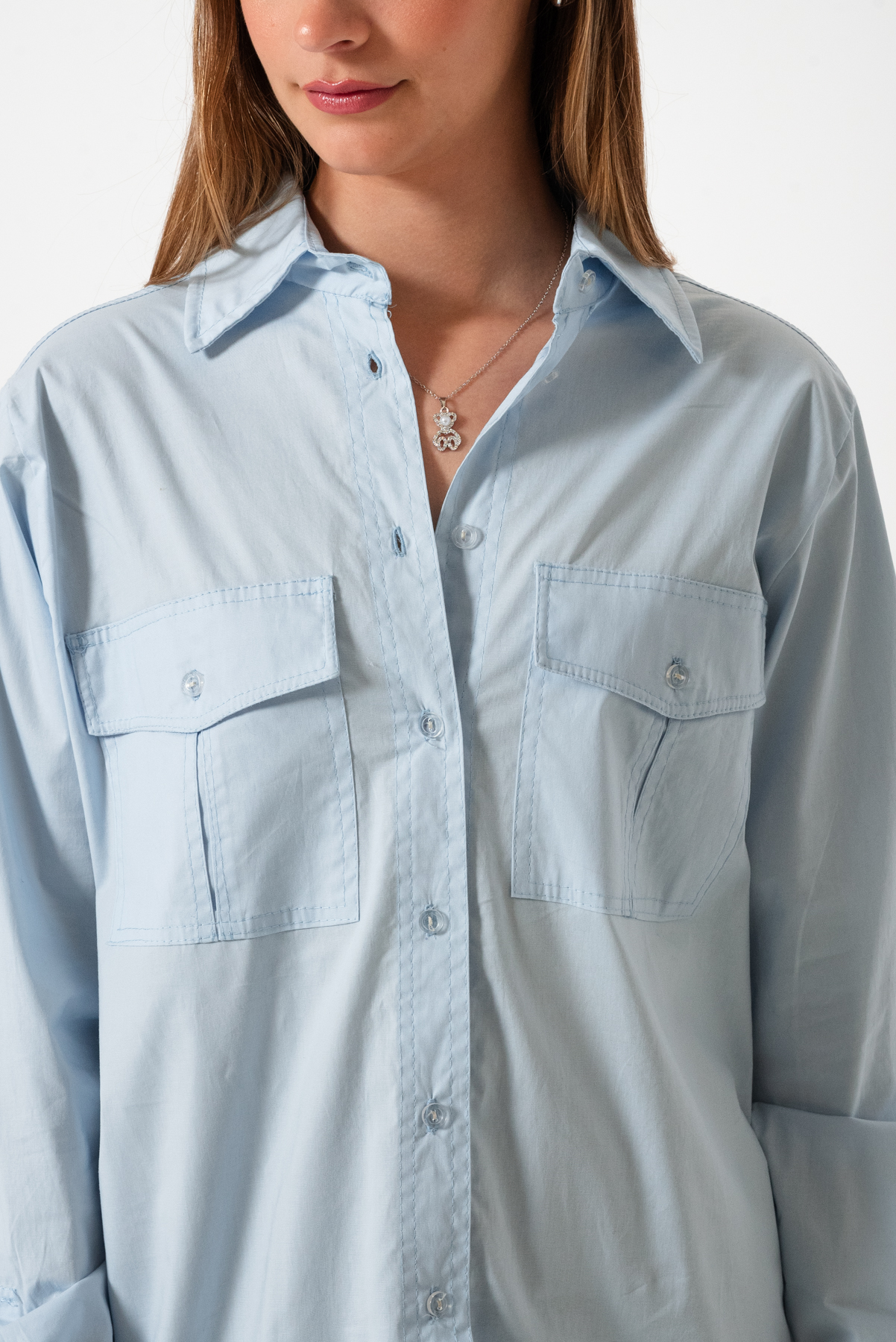 CAMISA BOLSILLO PINZADO POPLIN - Imagen 2