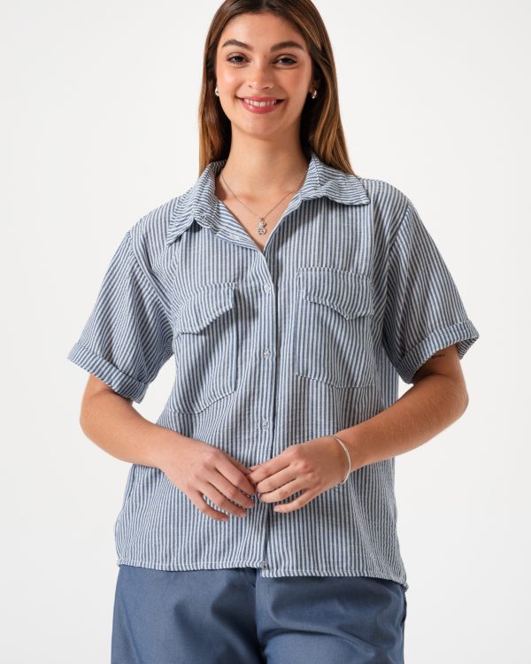 CAMISA MANGA CORTA LINO RAYADO