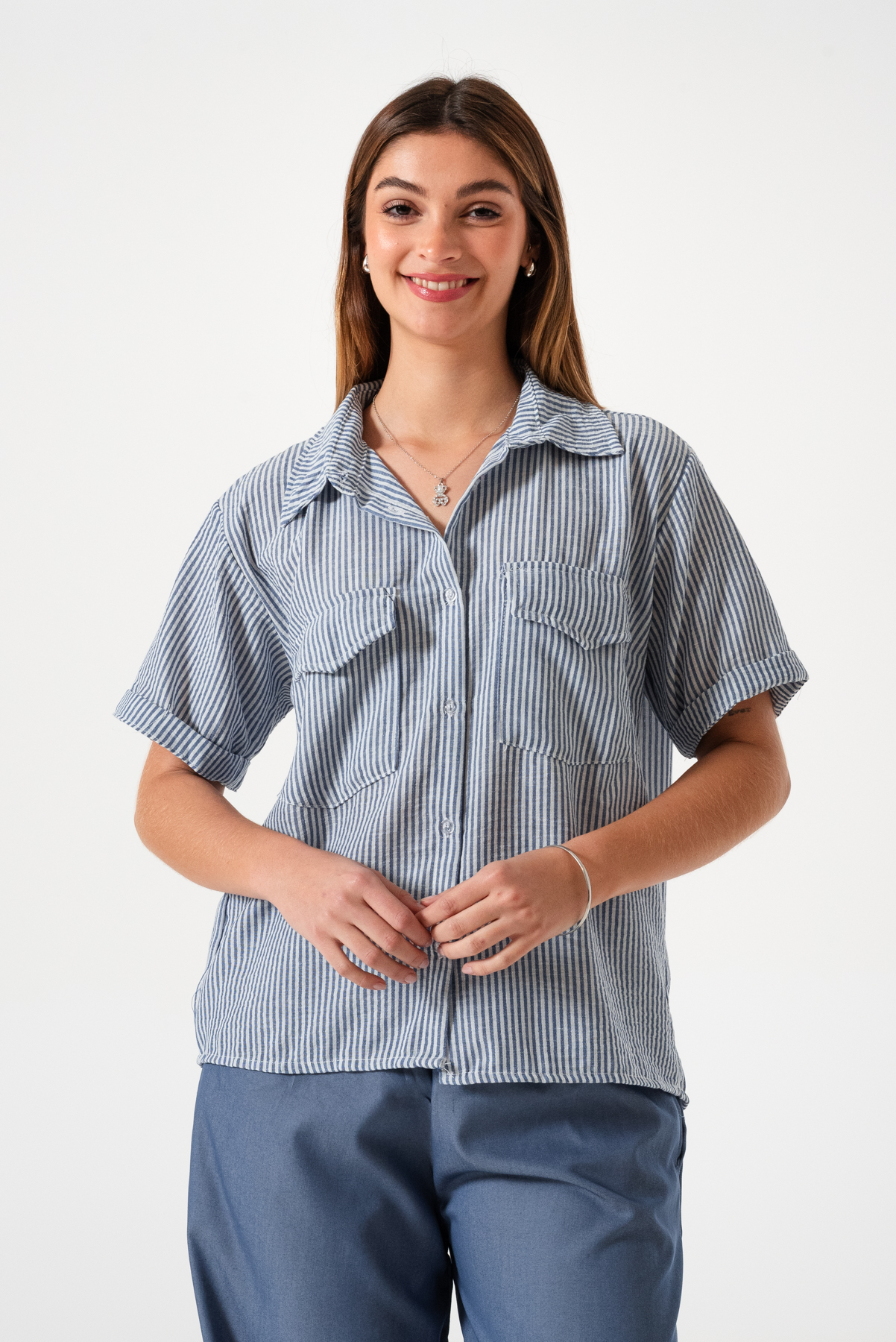 CAMISA MANGA CORTA LINO RAYADO