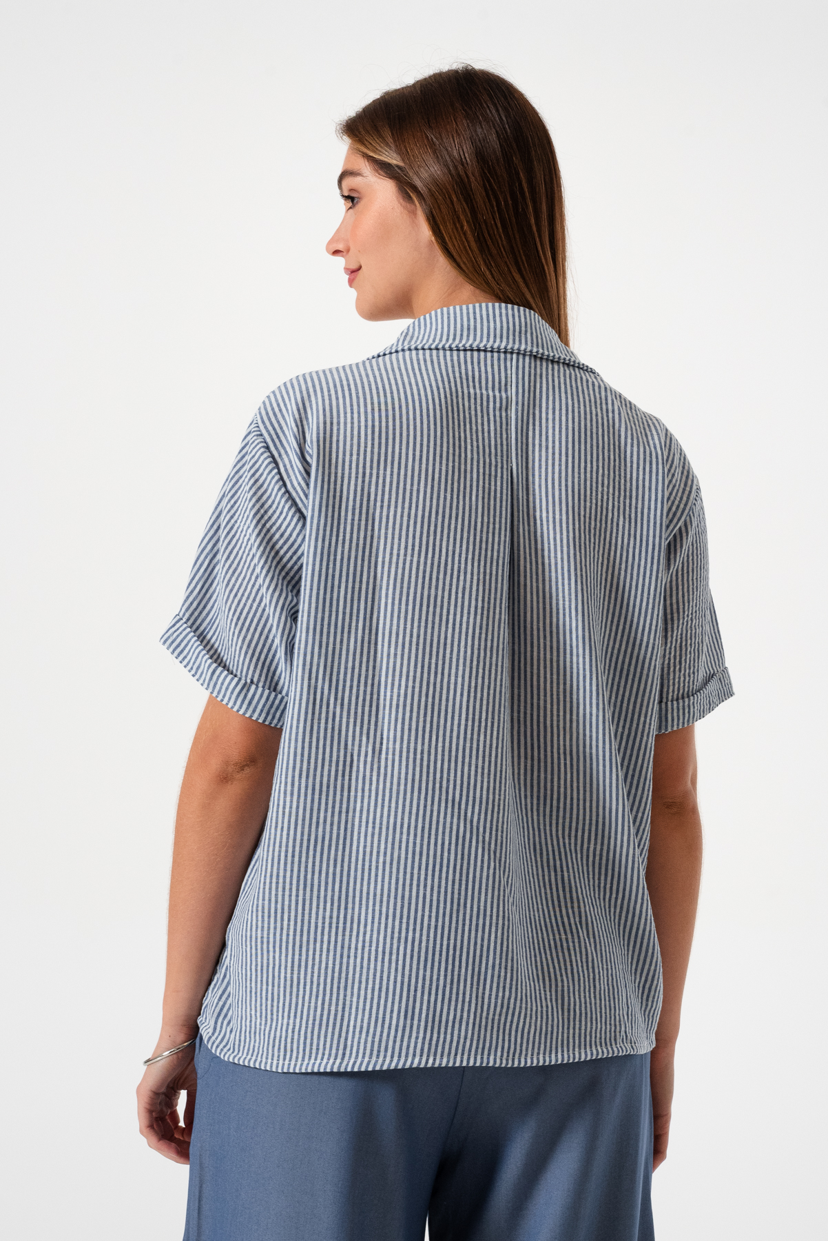 CAMISA MANGA CORTA LINO RAYADO - Imagen 5