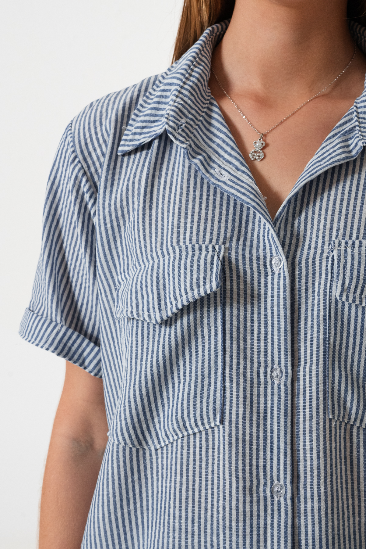 CAMISA MANGA CORTA LINO RAYADO - Imagen 2