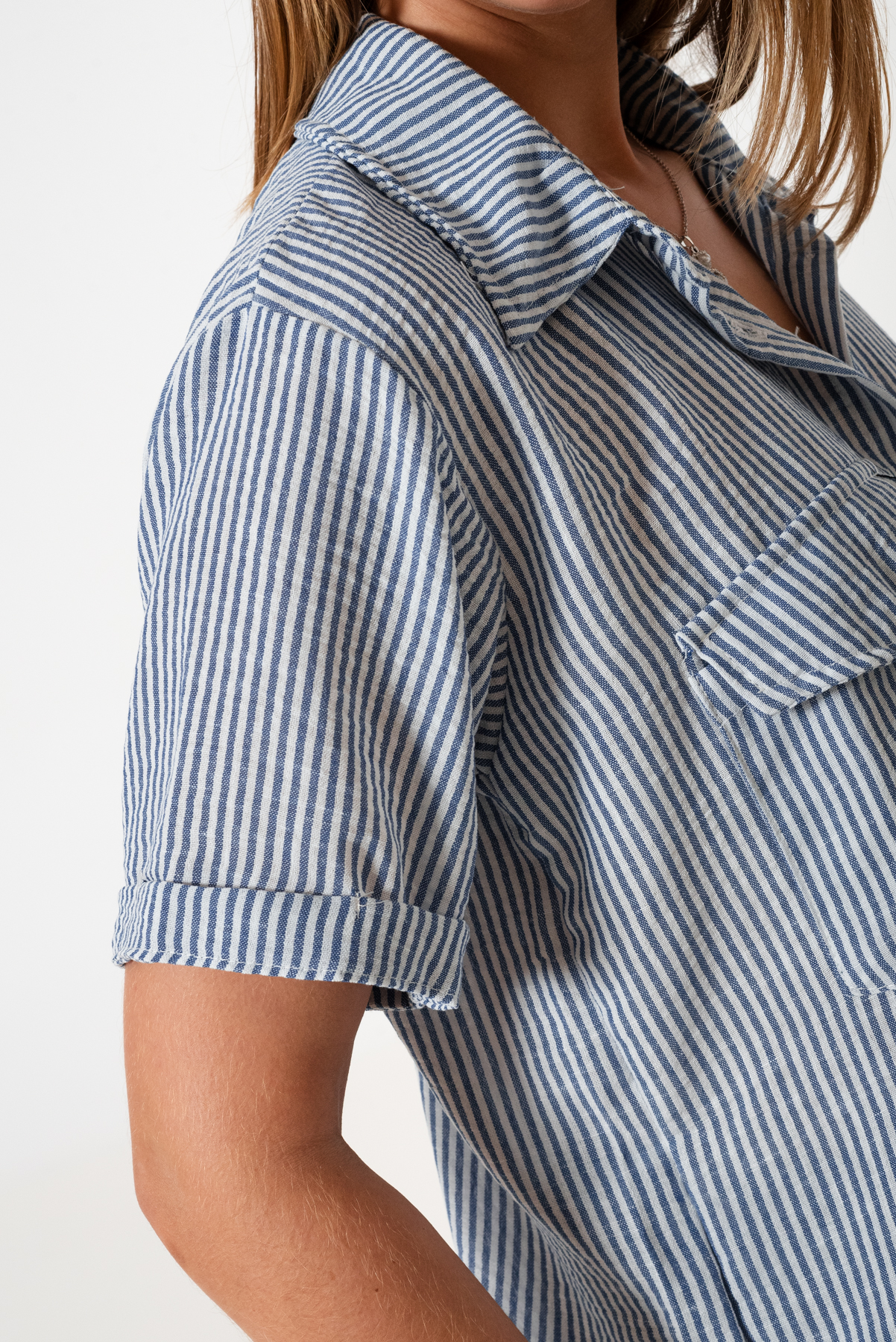 CAMISA MANGA CORTA LINO RAYADO - Imagen 3