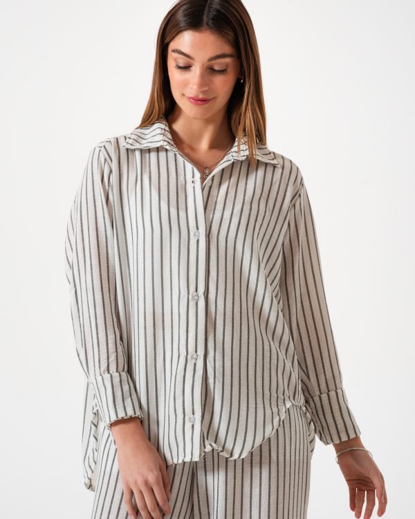 CAMISA OVER LINO RAYADO