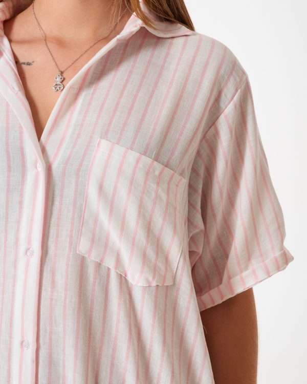 Alternative view of VESTIDO CAMISERO LINO RAYADO