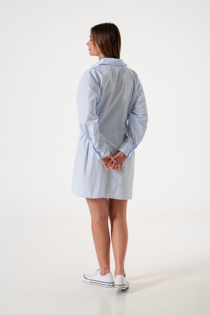 VESTIDO PINZADO POPLIN RAYADO - Imagen 5