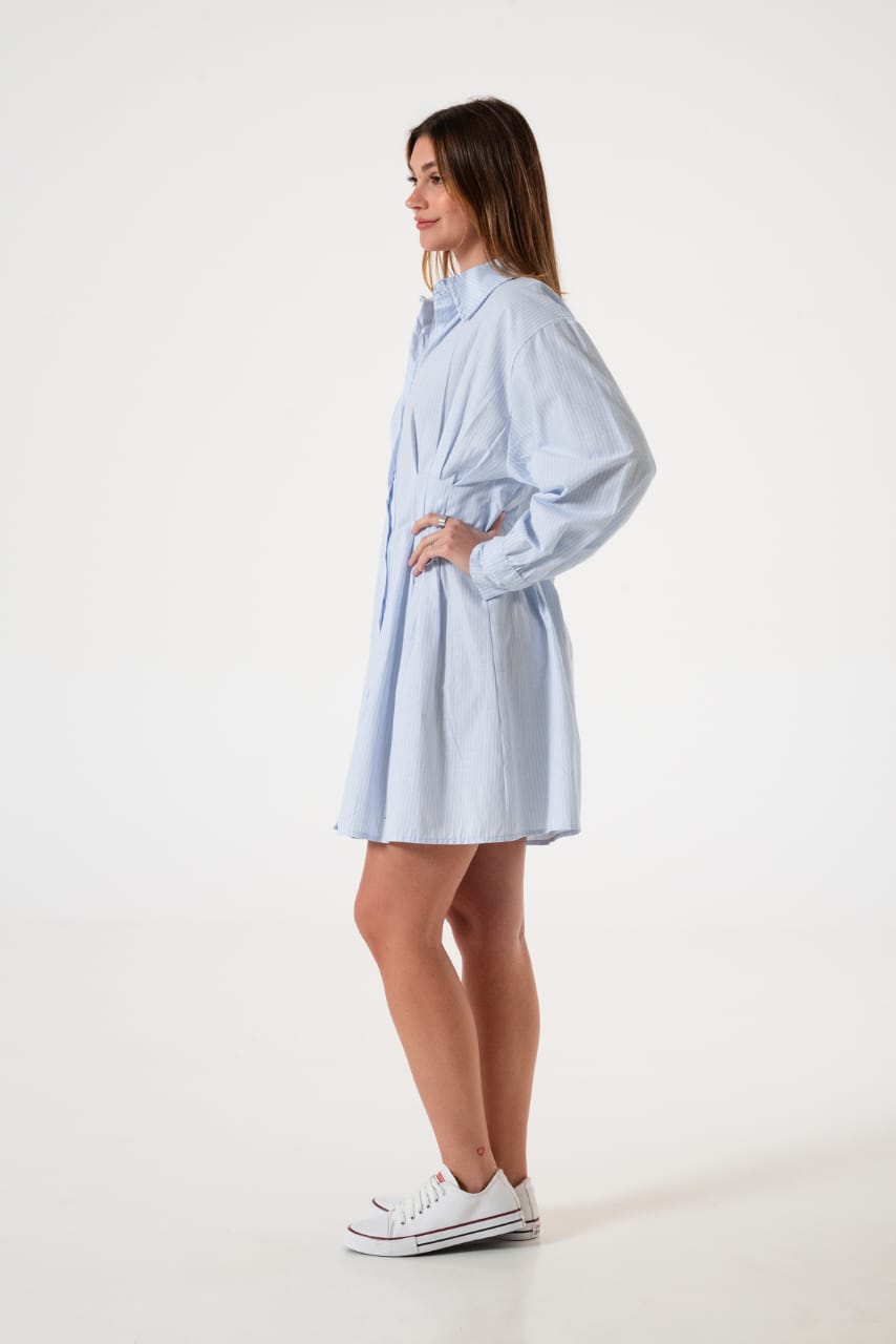 VESTIDO PINZADO POPLIN RAYADO - Imagen 4