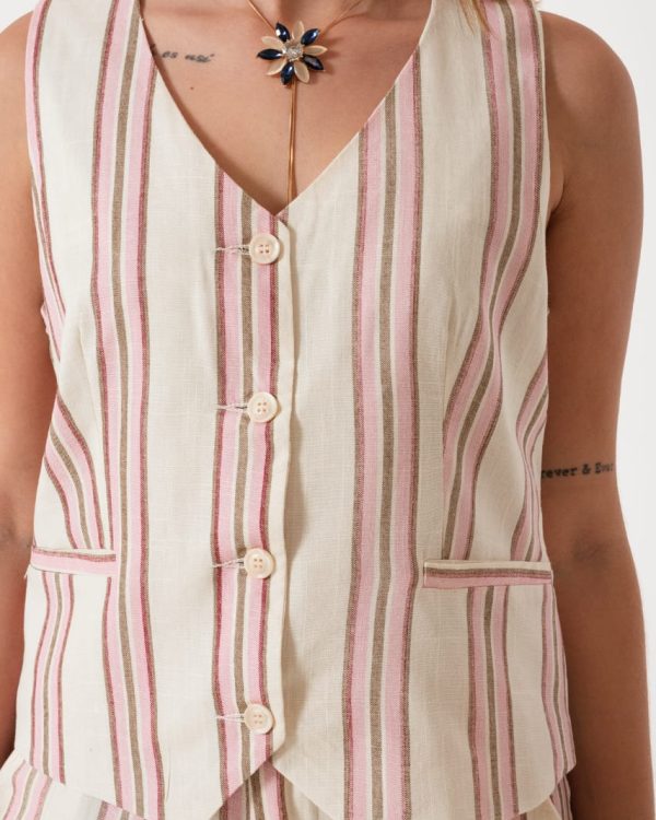 Alternative view of CHALECO LINO RAYADO - 90526