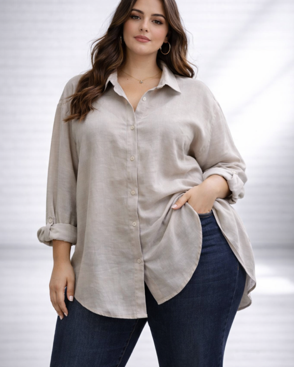 CAMISA OVER ERIKA LINO PLUS SIZE