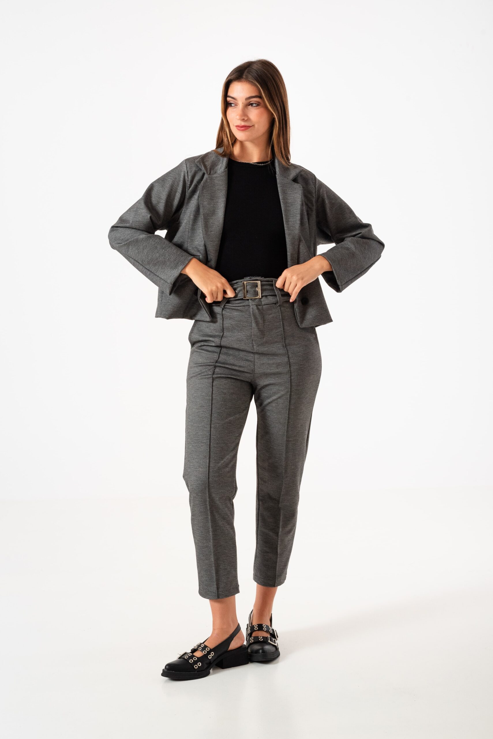 PANTALON CON CINTO PUNTO ROMA - Imagen 7