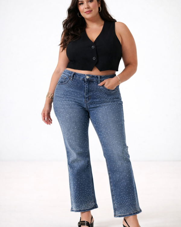 JEAN WID LEG STRASS - LYFJ667 PLUS SIZE