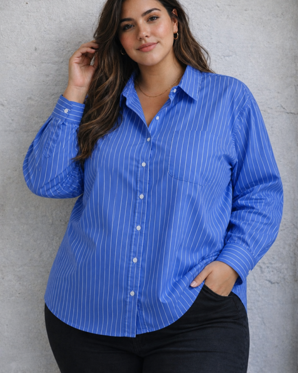CAMISA OVER ERIKA POPLIN RAYADO - PLUS SIZE