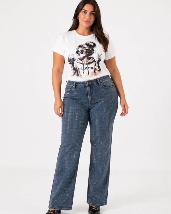 JEAN WID LEG STRASS - A25R08 PLUS SIZE