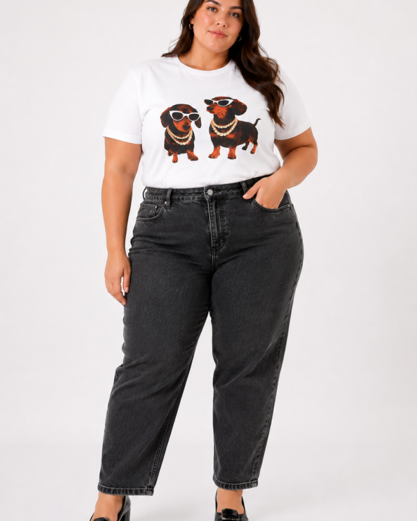 JEAN BLACK MOM STRASS - A25R10M PLUS SIZE