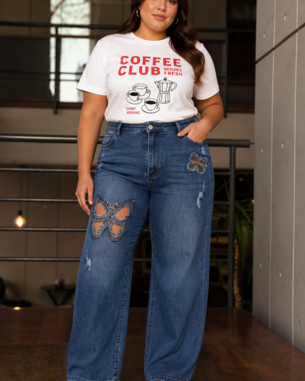 JEAN WID LEG MARIPOSAS - A25R17 PLUS SIZE
