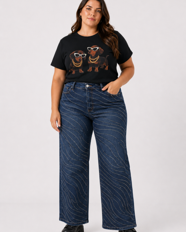 JEAN WID LEG STRASS - A25R20 PLUS SIZE